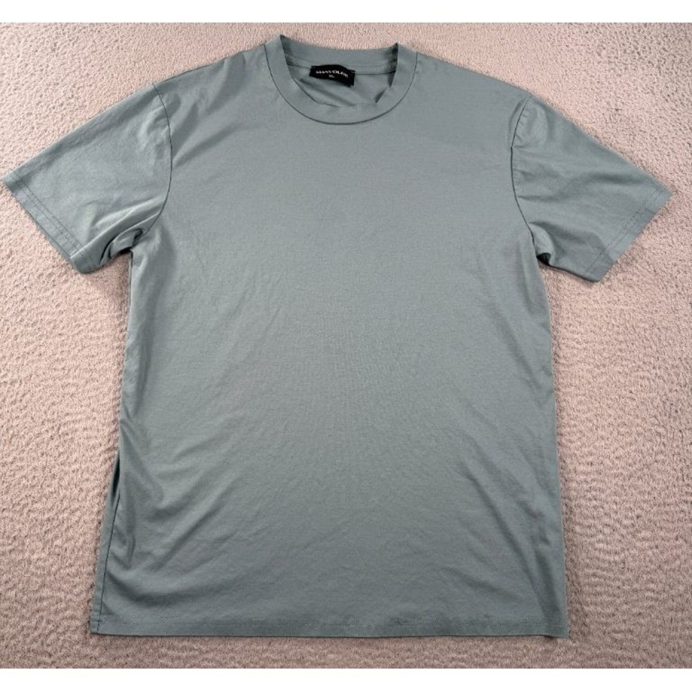 Manvoure Shirt Mens XL Green Cotton Crewneck  Short Sleeve Basic Tee Pullover